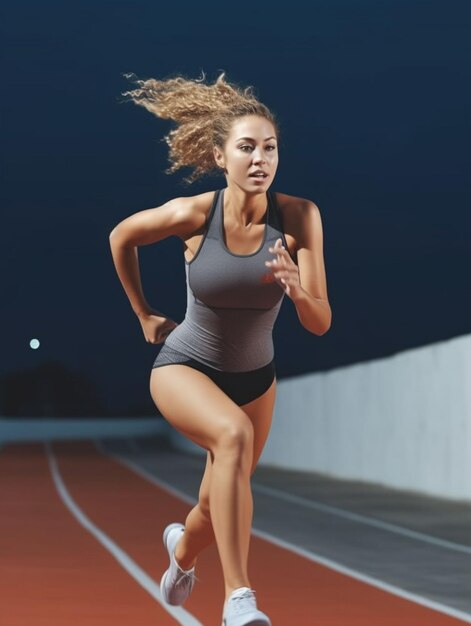 Foto deportista corriendo en una pista