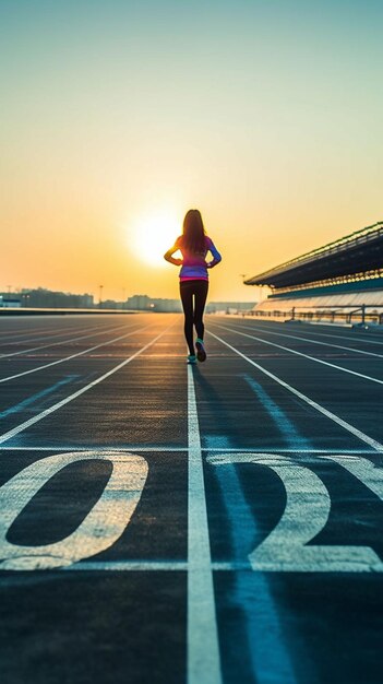 Foto deportista corriendo en una pista