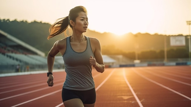 deportista corriendo en una pista