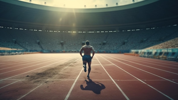 Deportista en el estadio de carrera Generativo Ai