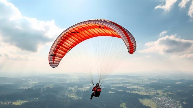 El deportista volando en un parapente Hermoso parapente Generativo Ai