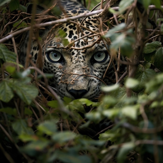 Foto un depredador camuflado que se mezcla perfectamente con su entorno.