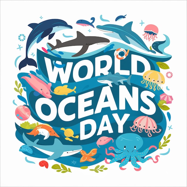 Der 8. Juni, der Welttag der Ozeane, ist auf weißem Hintergrund abgesondert.