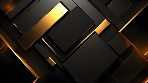 Foto der abstrakte hintergrund der futuristischen geometrischen form in schwarz und gold mit lichtreflexion sieht elegant aus