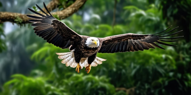 Der Adler schwebt majestätisch inmitten der grünen Weite