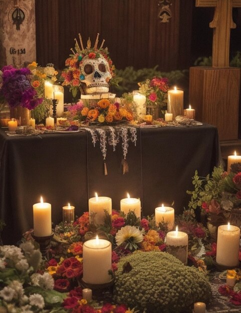 Foto der altar der mexikanischen tradition, die sich