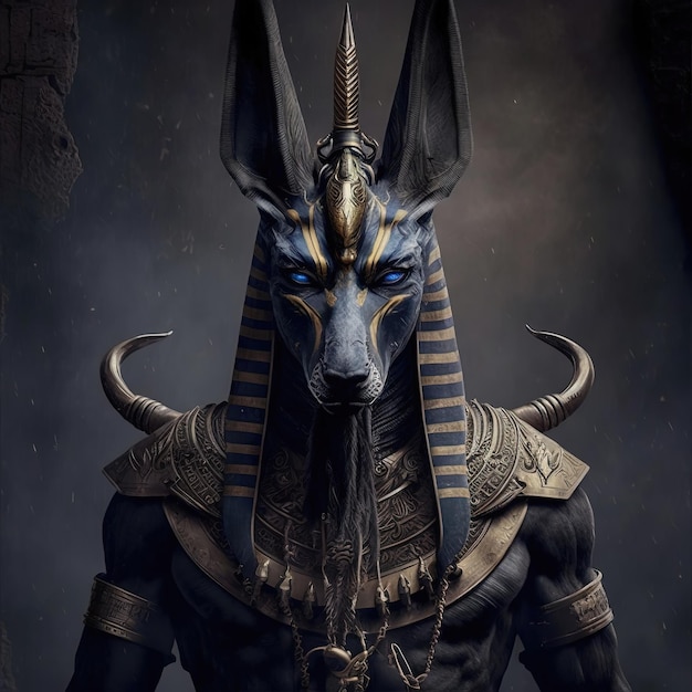 Der alte ägyptische Gott des Todes und der Welt der Toten der schreckliche Anubis Fantasy Ägypten KI