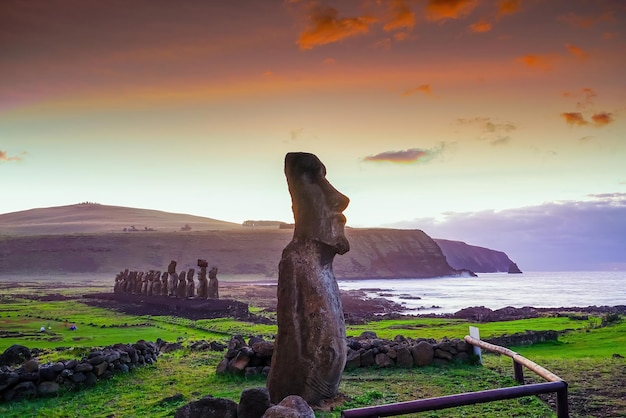 Der alte Moai von Ahu Togariki auf der Osterinsel von Chile