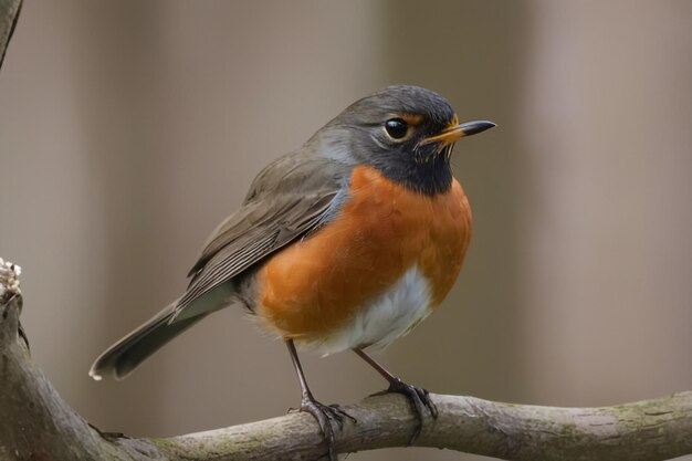 Der amerikanische Robin sitzt in einem Baum