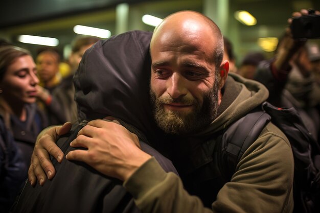 Der arabisch-israelische Konflikt Ein Mann tröstet eine Frau, die über den Verlust ihrer Lieben bei einem Terroranschlag weint