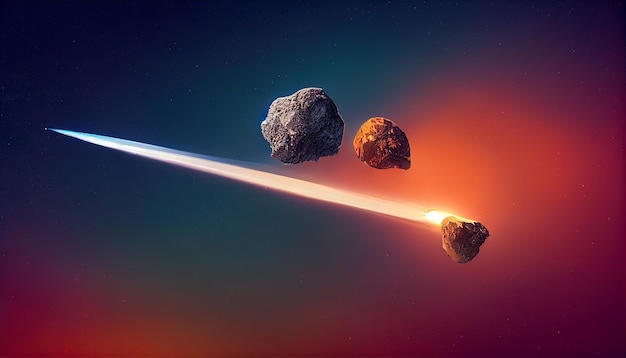 Foto der asteroid fliegt auf den planeten zu