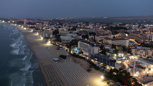 Foto der beliebteste bulgarische urlaubsort sunny beach, blick aus dem himmel