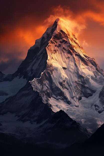 Der Berggipfel in einer atemberaubenden fotografischen Schönheit festgehalten