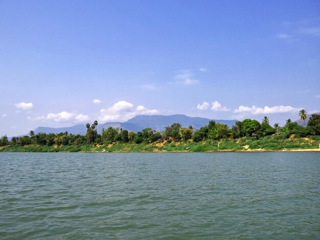 Der Blick auf den Mekong-Fluss Laos