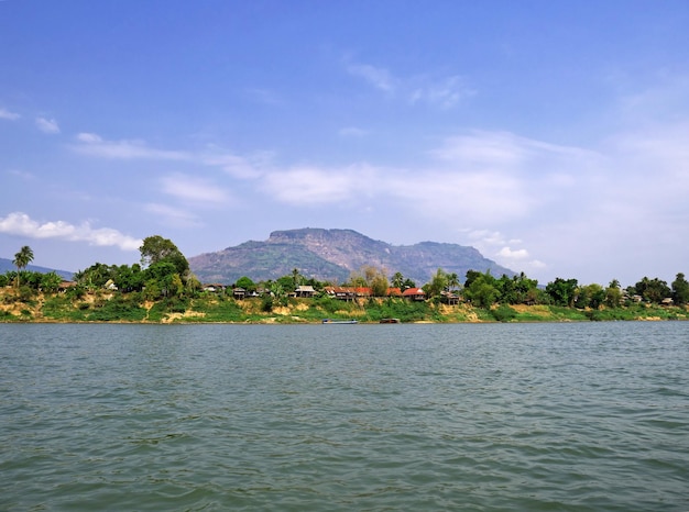 Der Blick auf den Mekong-Fluss Laos