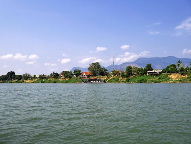 Der Blick auf den Mekong-Fluss Laos