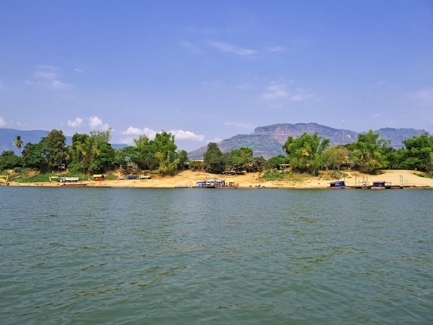 Der Blick auf den Mekong-Fluss Laos