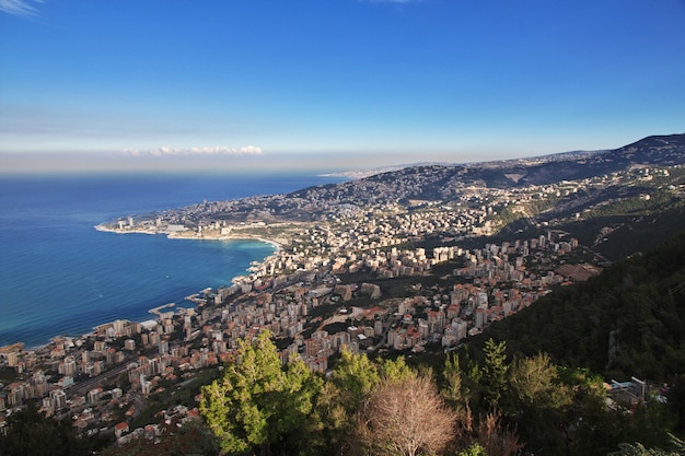 Der Blick auf Jounieh, Libanon