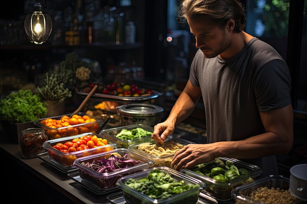 Der Chefkoch bereitet farbenfrohe und lebendige Fitnessgerichte mit generativem IA zu