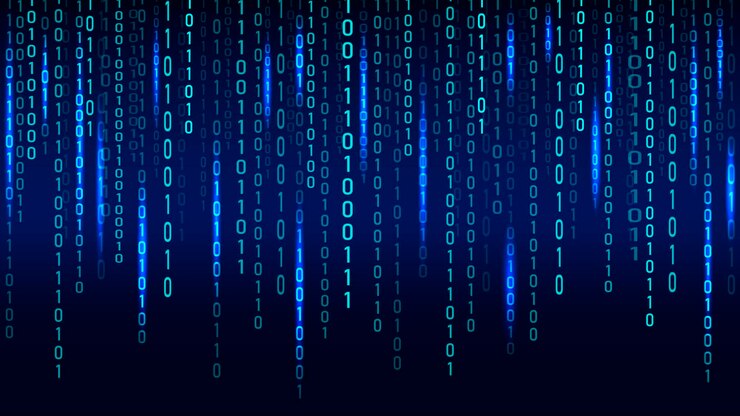 Foto der code der hintergrundmatrix fällt von oben. vektorpartikelmuster. datenübertragung