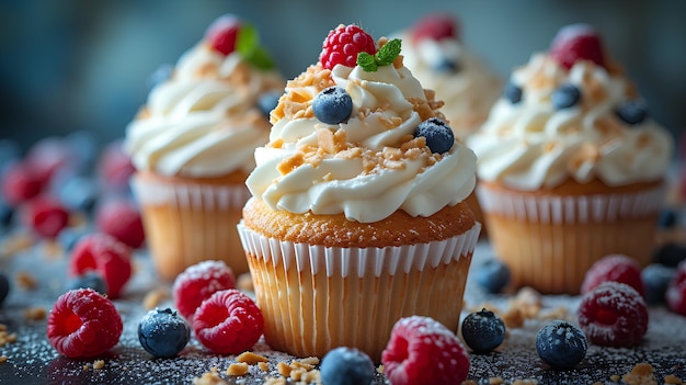 Der Cupcake ist mit den Farben der amerikanischen Flagge für den amerikanischen Tag geschmückt.