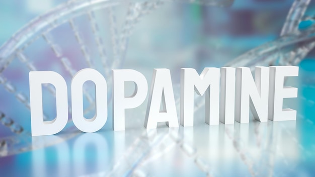 Der Dopamin-Text auf sci-Hintergrund 3D-Rendering