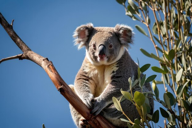 Foto der entzückende koala im eukalyptusbaum