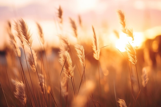 Der faszinierende Tanz der Sonnenuntergangsfarben Das Spektakel über den hohen Grasfeldern