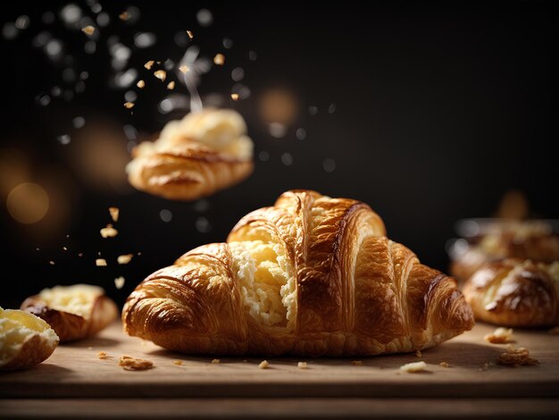 Der französische Croissant ist ein butteriges flockiertes Wiener Gebäck, das von der Form des österreichischen Kipfs inspiriert ist.