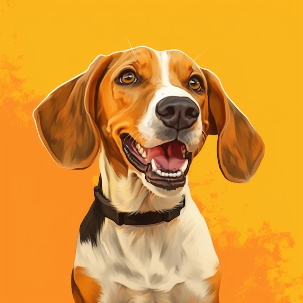 Der fröhliche, lächelnde Beagle in hyperrealistischer 2D-Spielkunst