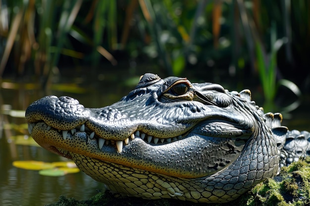 Foto der furchteinflößende alligatorkopf erzeugt ai