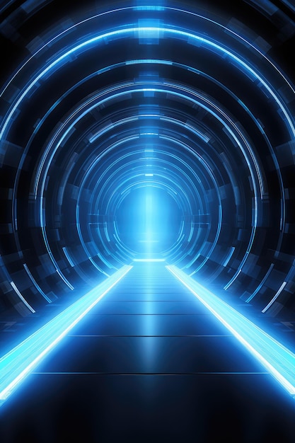 Der futuristische Korridor des Blauen Licht-Tunnels Hintergrund