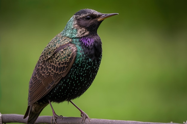 Der gemeine Star sitzt auf einem Drahtsturnus vulgaris