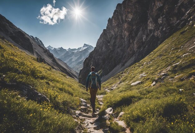 Der Gipfelsucher umarmt die alpine Wildnis