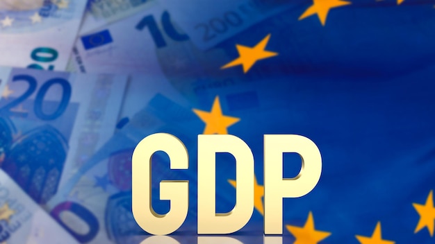 Der goldene BIP-Text auf Euro-Hintergrund für die 3D-Darstellung des Geschäftskonzepts