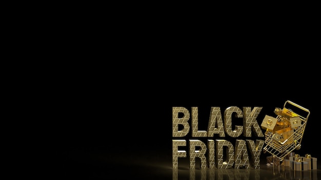 Foto der goldene einkaufswagen für das black friday-konzept 3d-rendering