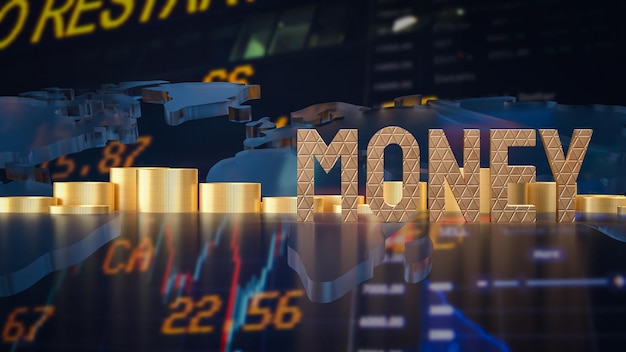 Der goldene Geldtext für Business Concept 3D-Rendering