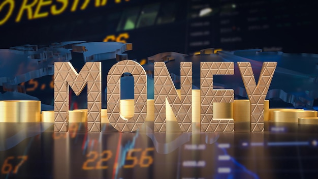Der goldene Geldtext für Business Concept 3D-Rendering