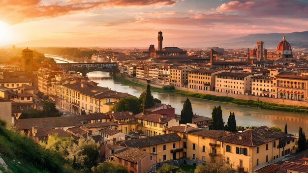 Der goldene Sonnenuntergang von Florenz, Italien