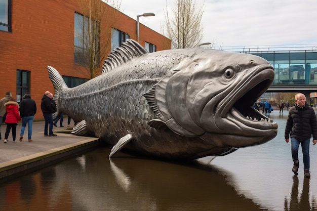 Foto der große fisch, ein kulturelles symbol des wissens und der schönheit in belfast, nordirland