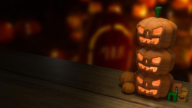 Der halloween-kürbis für das 3d-rendering des urlaubskonzepts