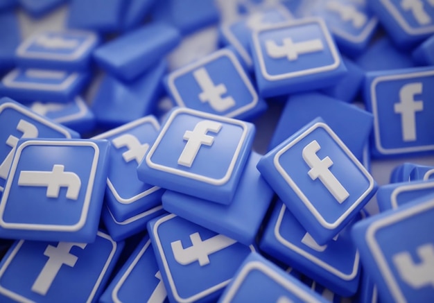 Der Haufen 3D-Facebook-Logos