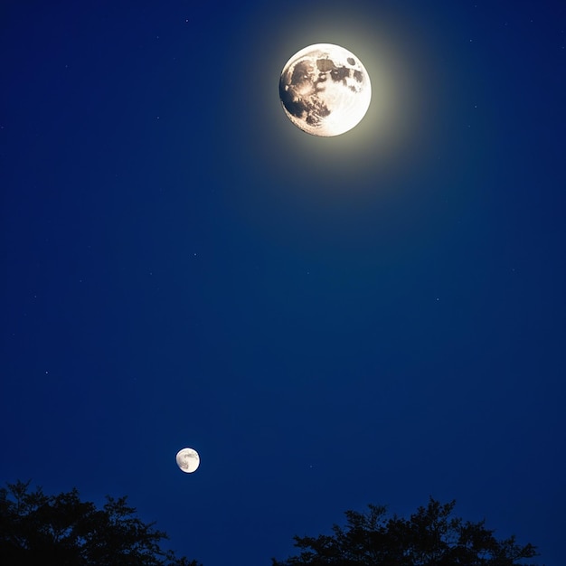 Der helle Mond in der Nacht in einer Landschaft