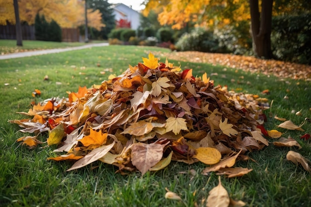 Foto der herbst lässt stapel auf dem gras