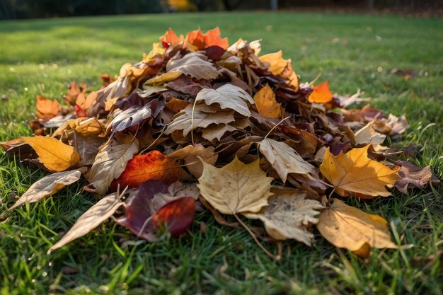 Der Herbst lässt Stapel auf dem Gras