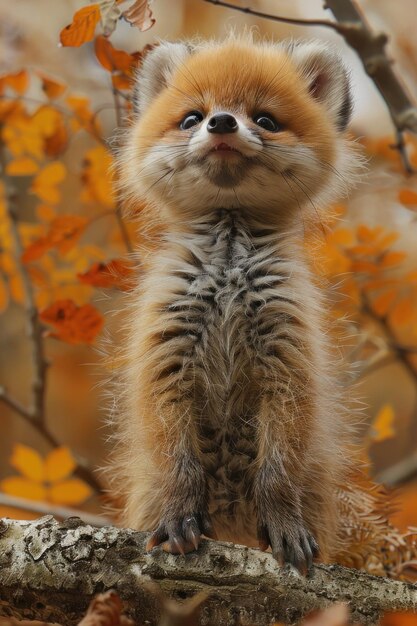 Der Herbst umarmt ein Eichhörnchen inmitten der goldenen Blätter