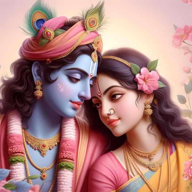 Foto der hinduistische gott krishna und radha