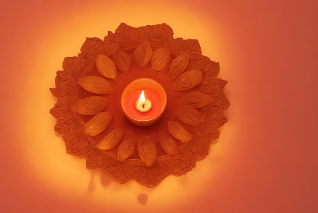 Der Hintergrund der Diwali-Feier ist voller farbenfroher traditioneller Diya-Lampen.