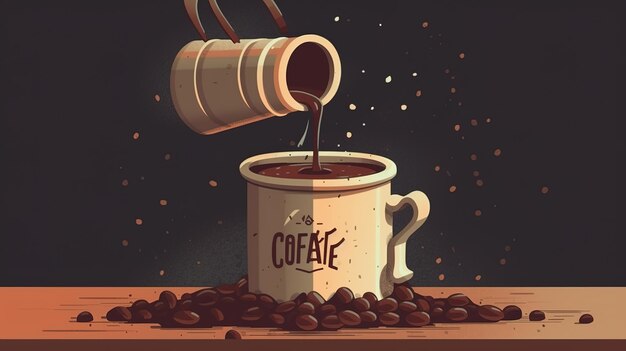 Der Hintergrund des Internationalen Kaffeetages generiert Kaffee- und Coffeeshop-Cartoon-Illustrationen. AI-Gattungen