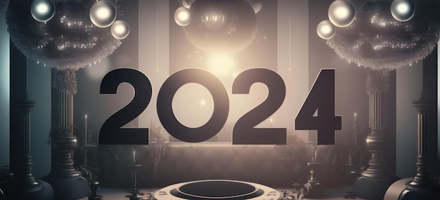 Der Hintergrund eines DJs mit den Nummern 2024 darauf